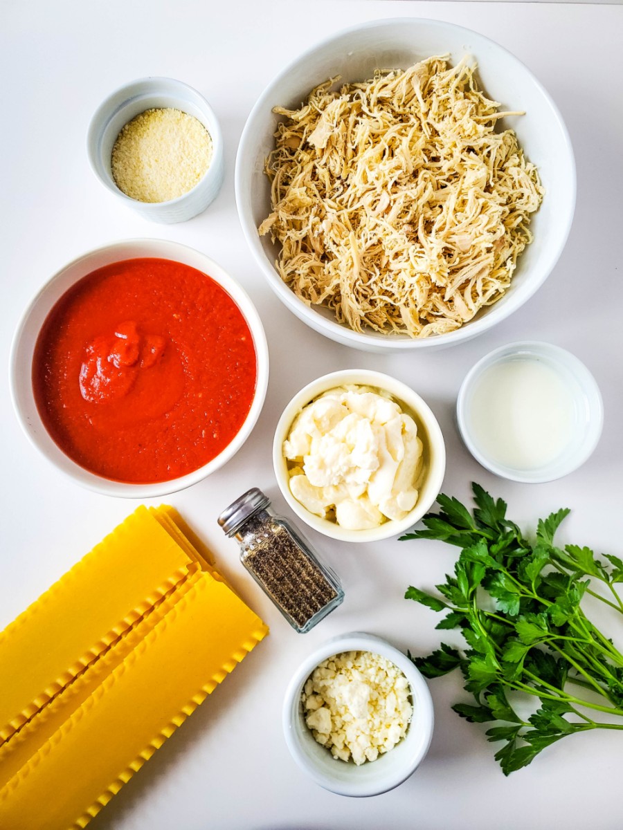 ingredients for chicken lasagna roll ups