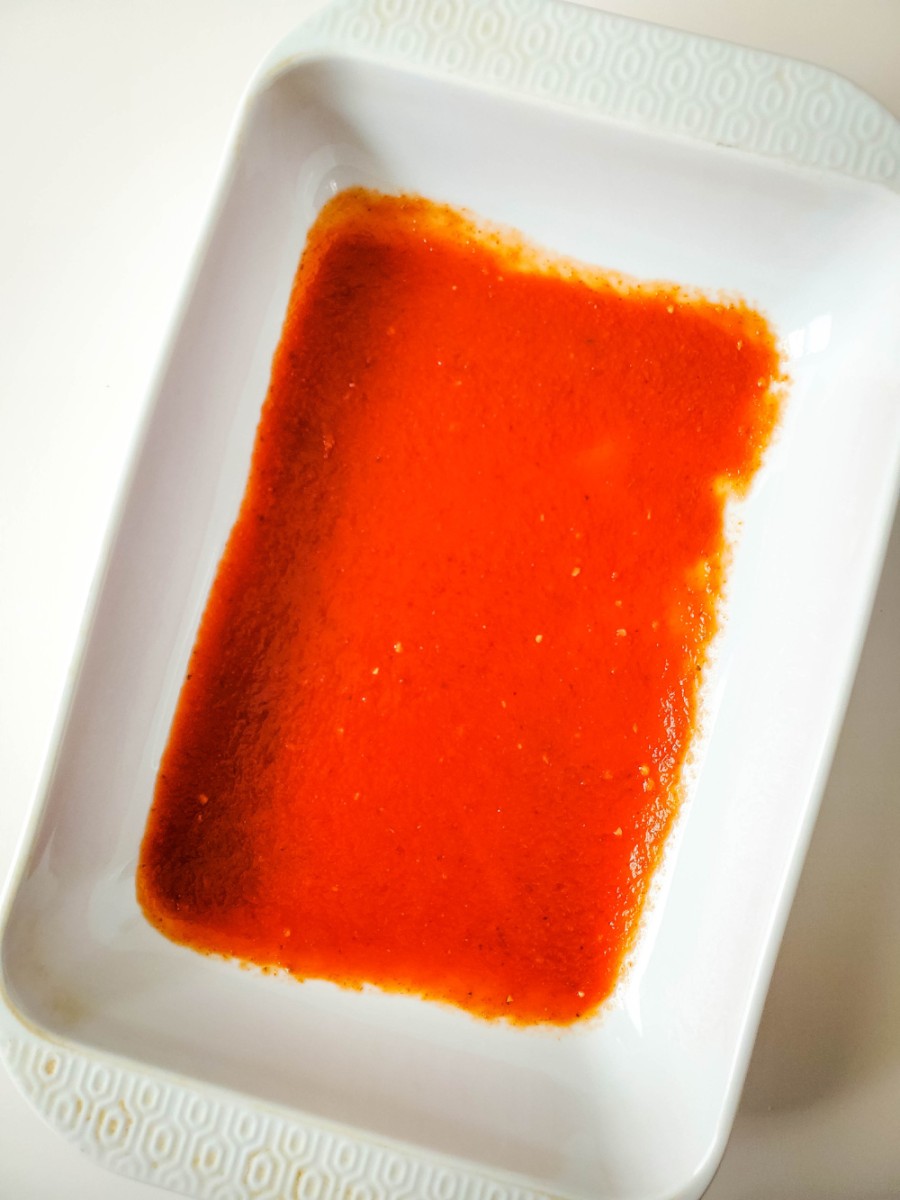 marinara sauce in baking dish
