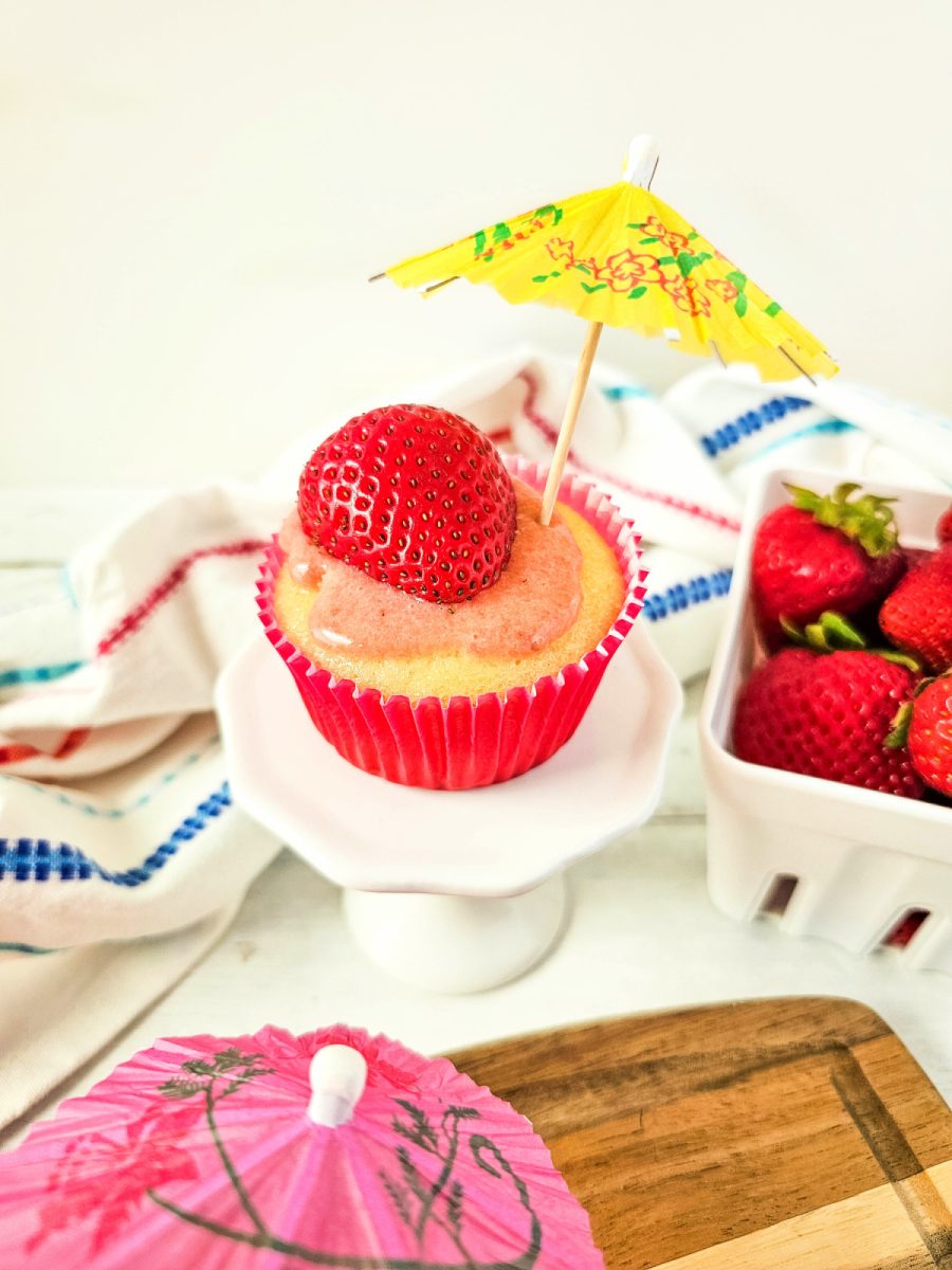 close up of berry daiquiri cupcake