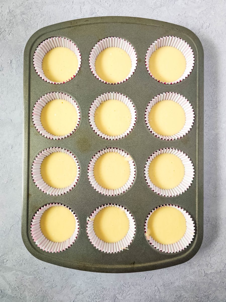 cupcake batter in muffin tin