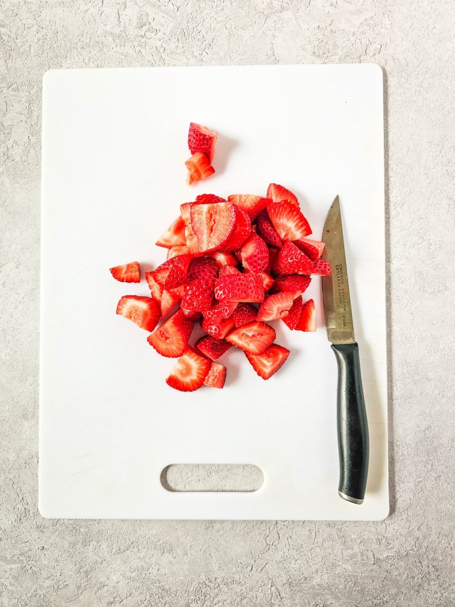 slice strawberries
