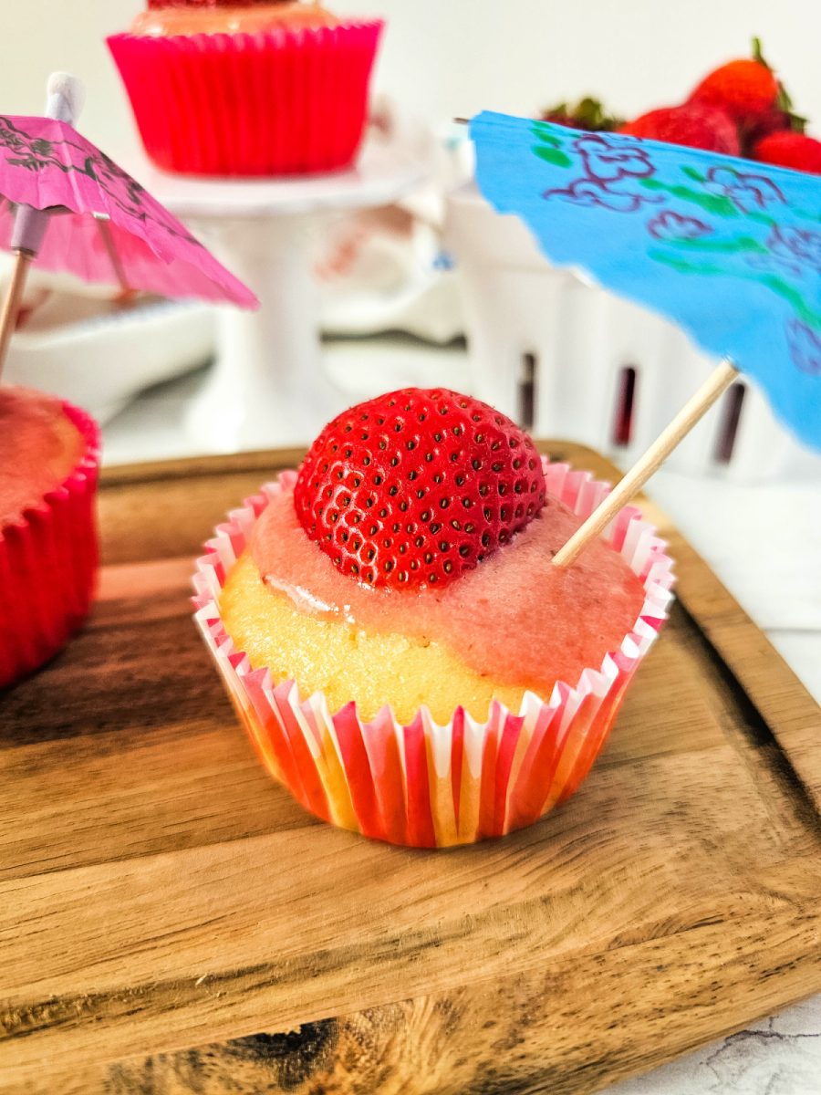 strawberry cupcakes infused with rum