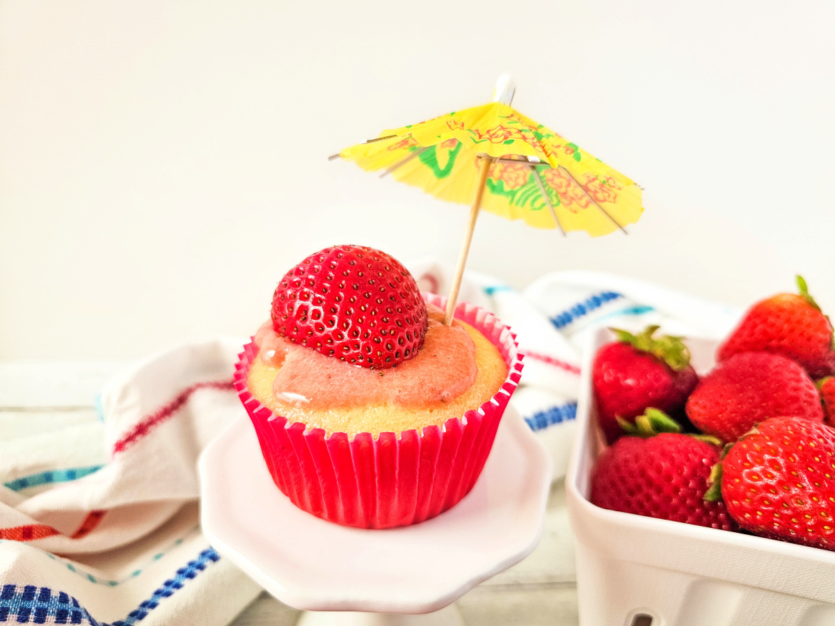 summer cupcake with paper umbrella