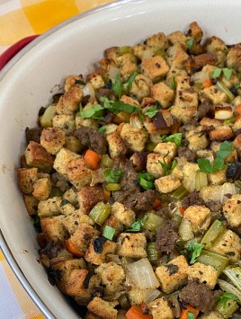 close up of homemade stuffing