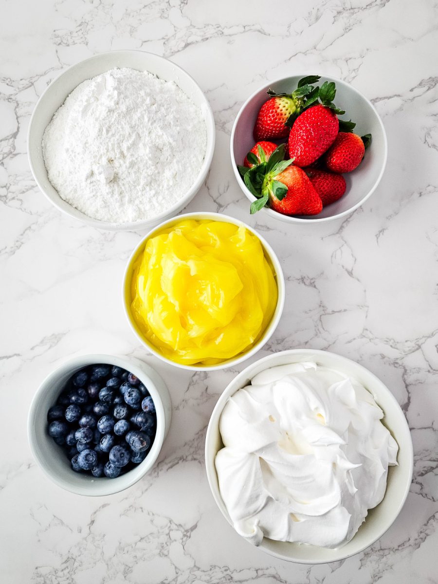 ingredients for lemon bars with berries