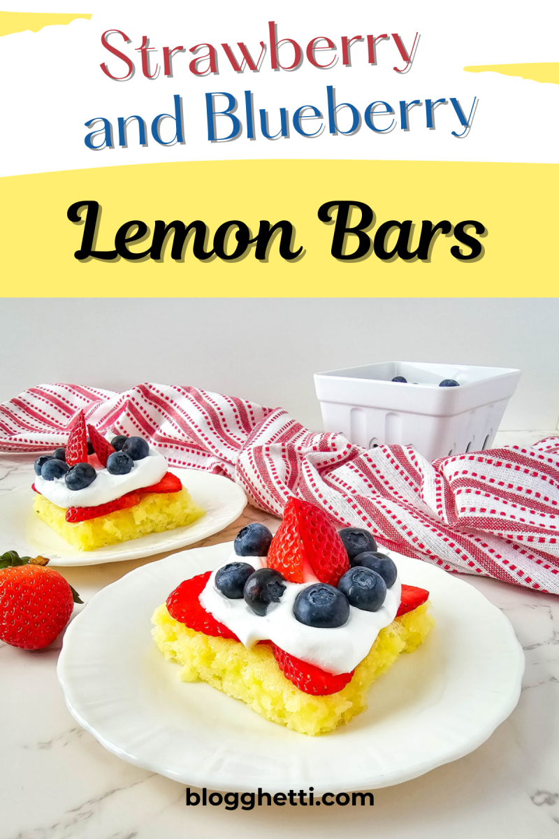 strawberry and blueberry lemon bars image with text