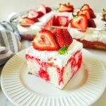 feature image of strawberry poke cake