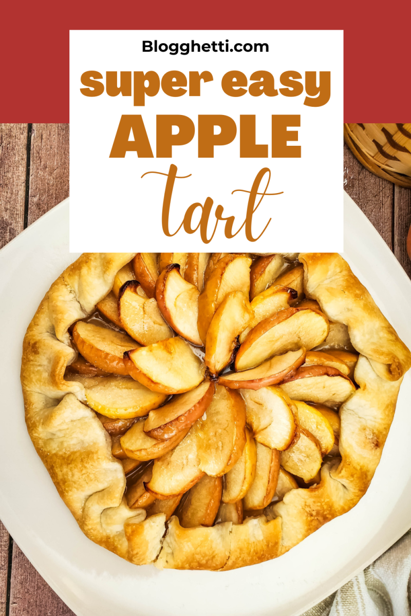 easy rustic apple tart image with text overlay