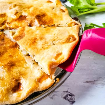 serving up a slice of pot pie