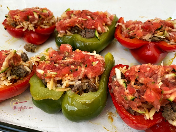 filling the prebaked peppers