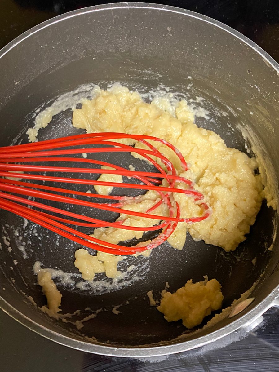 make a roux in a small sauce pan with flour and butter