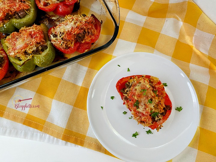 roasted stuffed peppers with spicy sausage