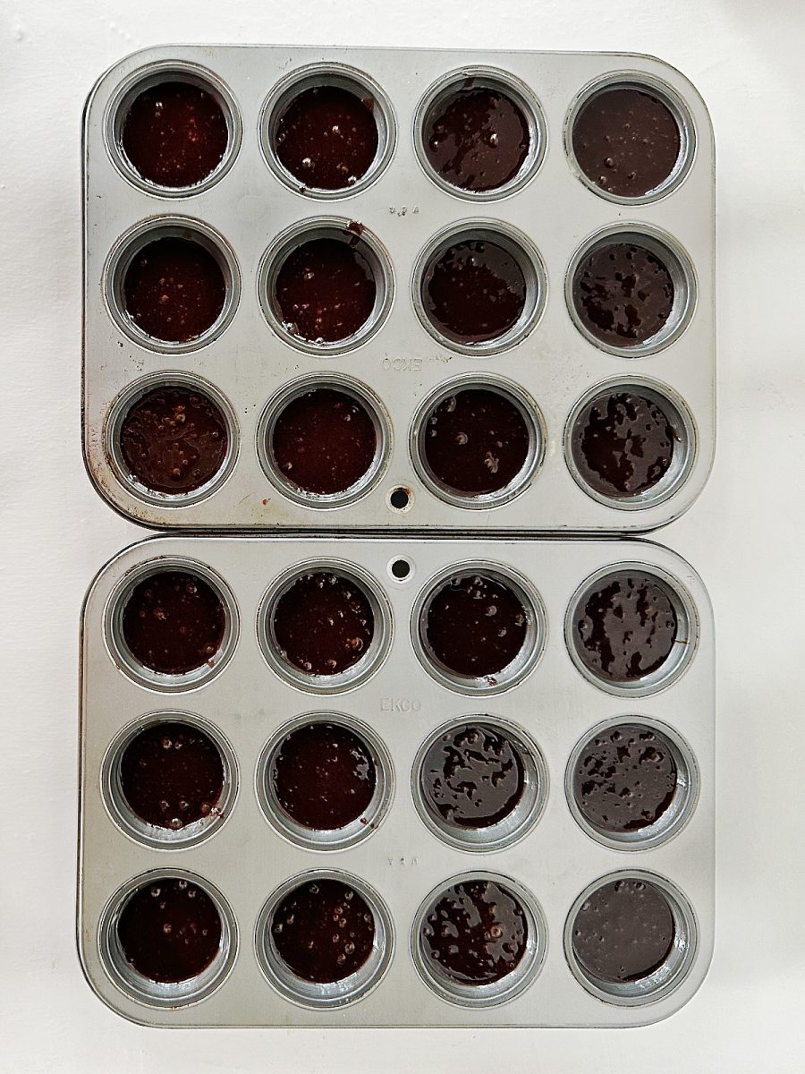 brownie batter in muffin pan