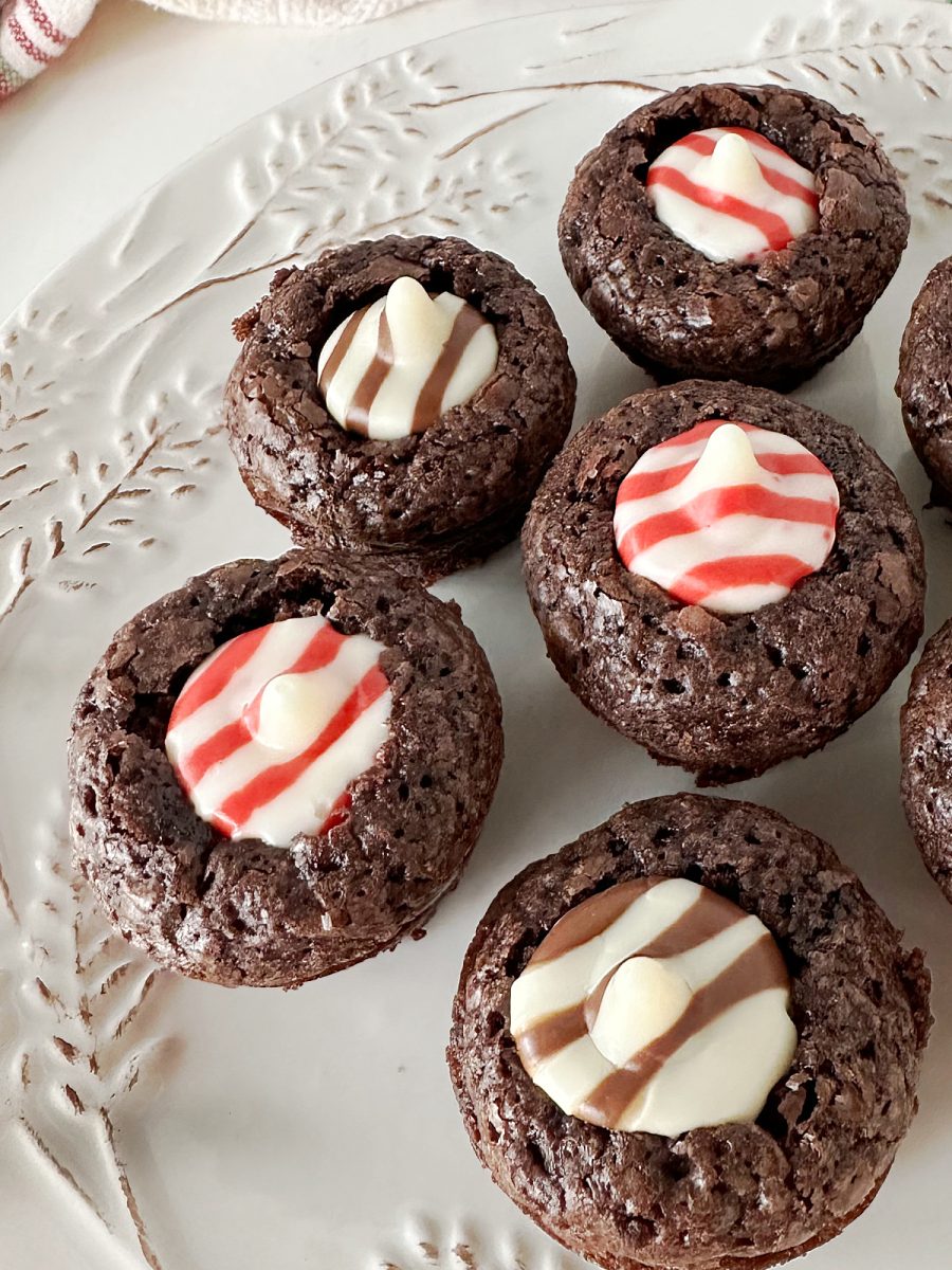 close up of brownies on plate