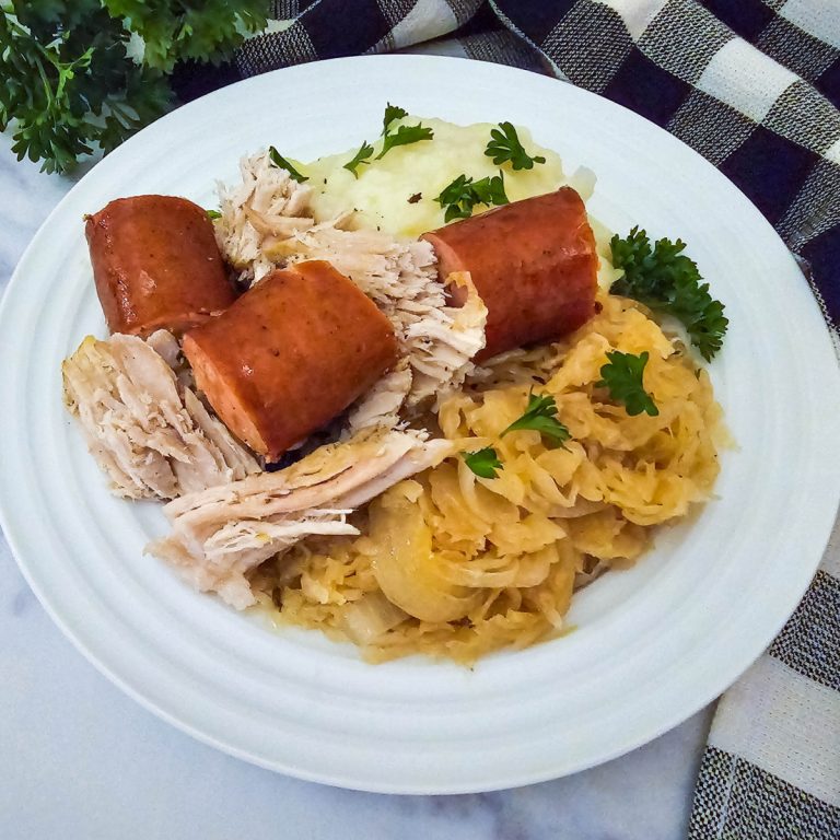 feature image for slow cooker PA Dutch pork and sauerkraut