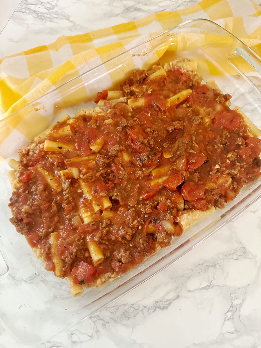 top with some of the marinara meat sauce