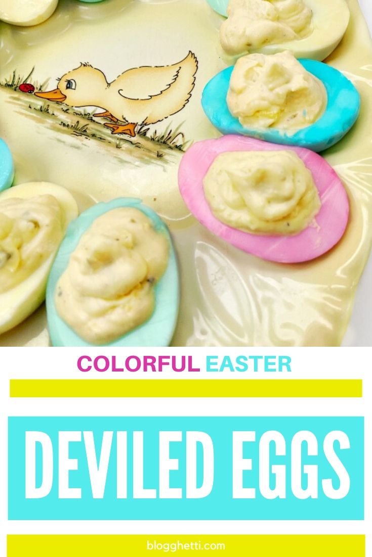 Easter colored deviled eggs - pin