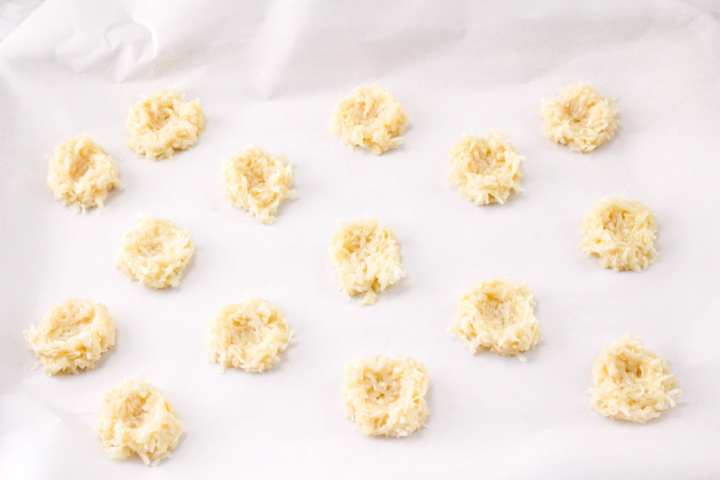 coconut macaroon nests ready to bake