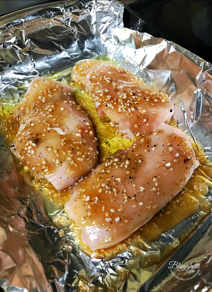 brown sugar and garlic chicken ready to bake