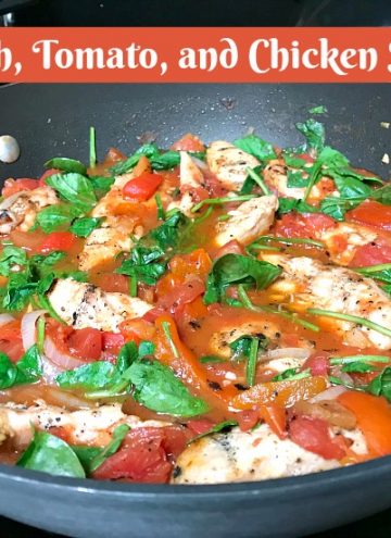 Spinach Tomato and Chicken Skillet #chicken #healthy #paleo Add #pasta for a non-paleo version