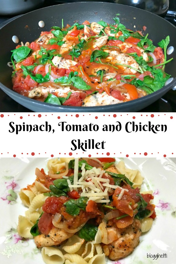 Spinach Tomato and Chicken Skillet #chicken #healthy #paleo Add #pasta for a non-paleo version