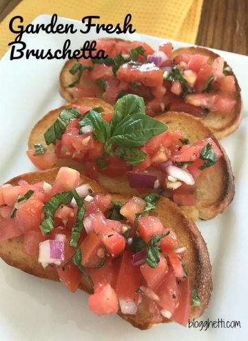 Bruschetta is a perfect way to capture the summer flavors of garden ripened tomatoes, fresh basil, garlic, and olive oil spooned over lightly toasted slices of Italian bread!