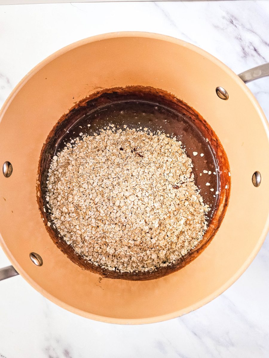 stir in oats with chocolate mixture