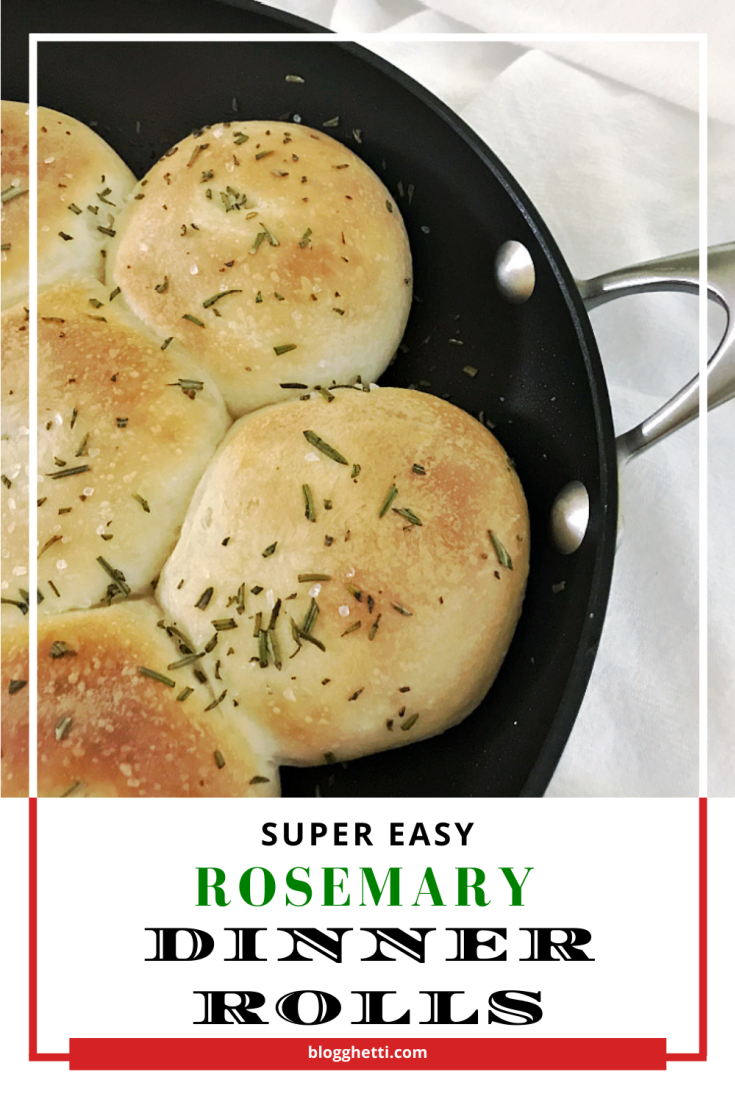 super easy skillet rosemary dinner rolls with text overlay