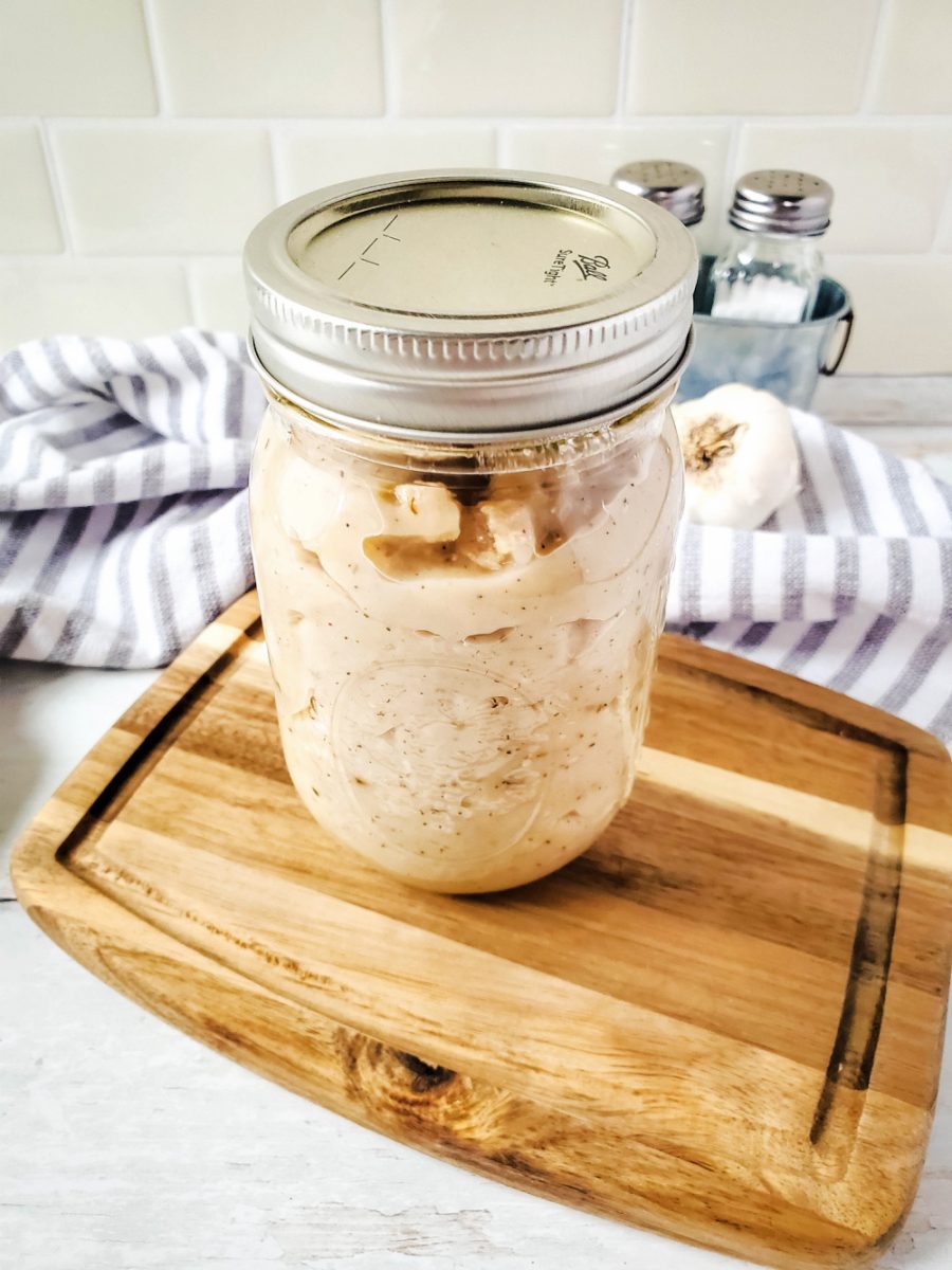 homemade condensed cream of chicken soup in mason jar