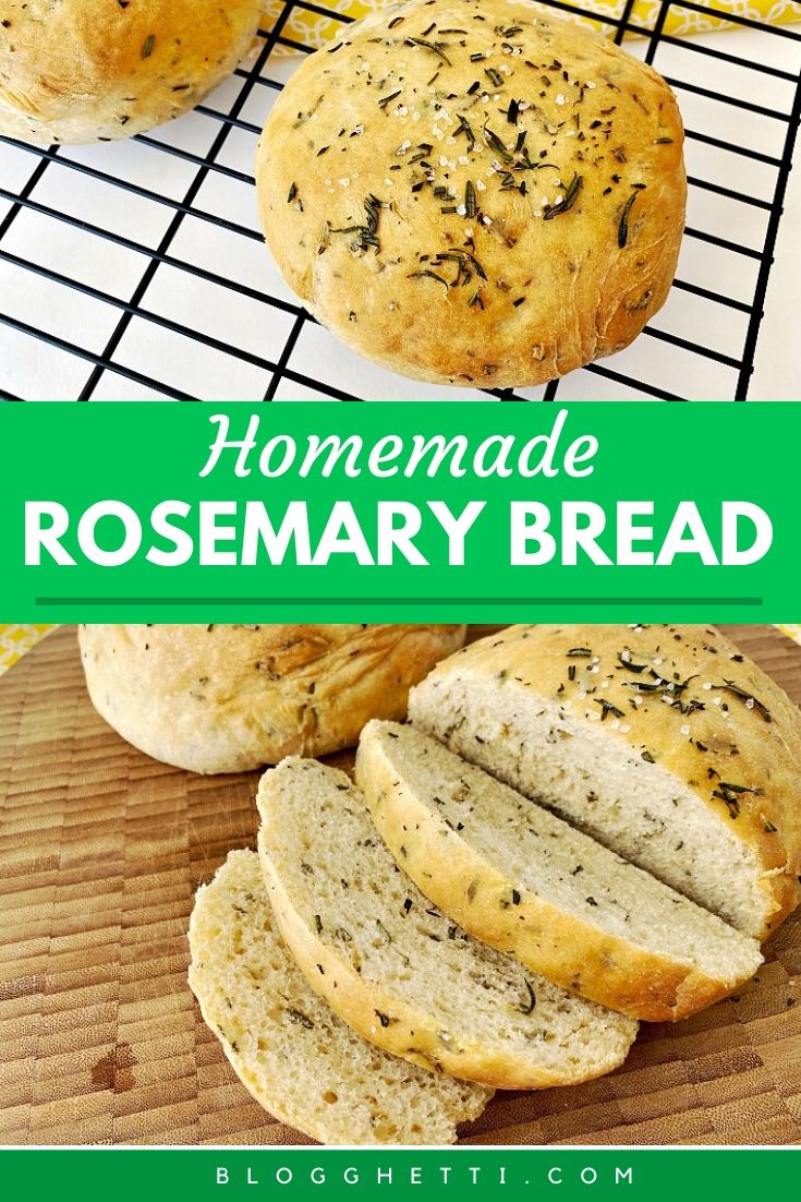 homemade rosemary bread image for pinterest