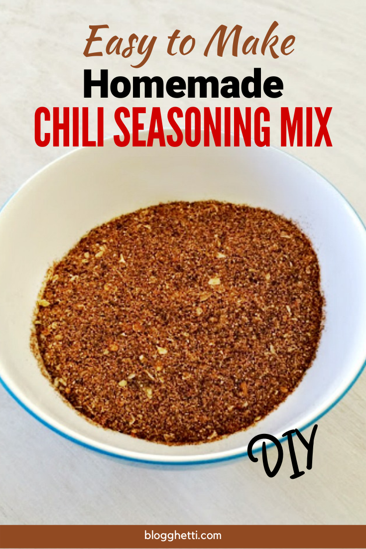 Easy to make homemade chili seasoning mix with text overlay