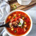 spoonful of taco soup over bowl