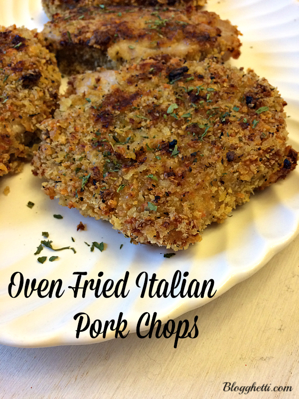Oven Fried Italian Pork Chops with a seasoned Panko crispy coating  are so moist and tender that you'll only need a fork to cut them. 
