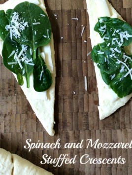 Light and fluffy crescents are loaded with cheese and spinach and make an easy appetizer or light lunch with a salad. #spinach #cheese #appetizer #crescents #meatlessmonday