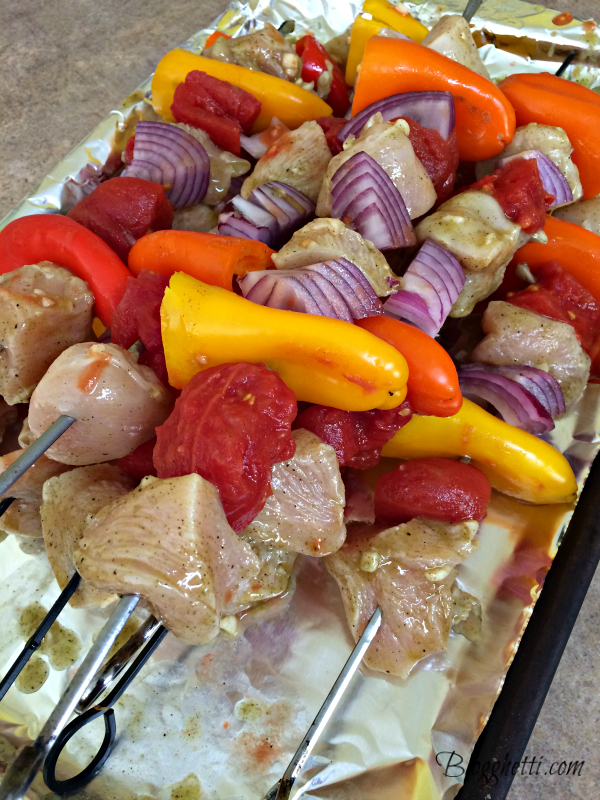 assembled grilled chicken skewers