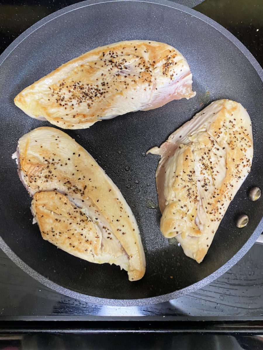 brown chicken in skillet