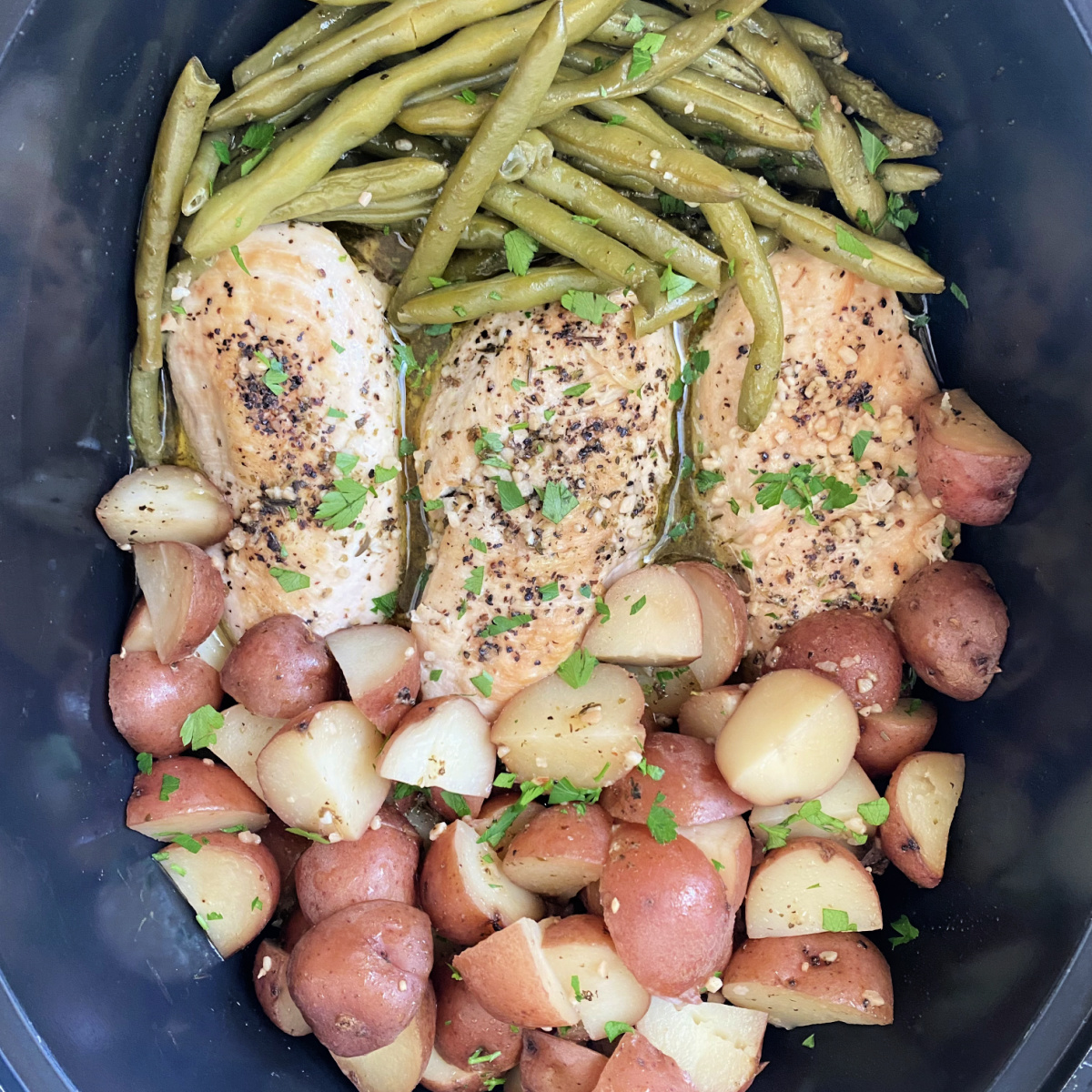 feature image for chicken and vegetables in crock pot