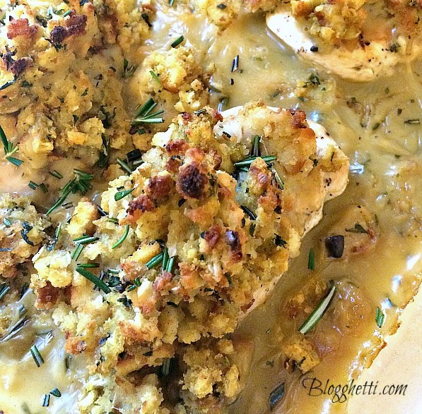 close up of Easy Chicken and Stuffing Bake