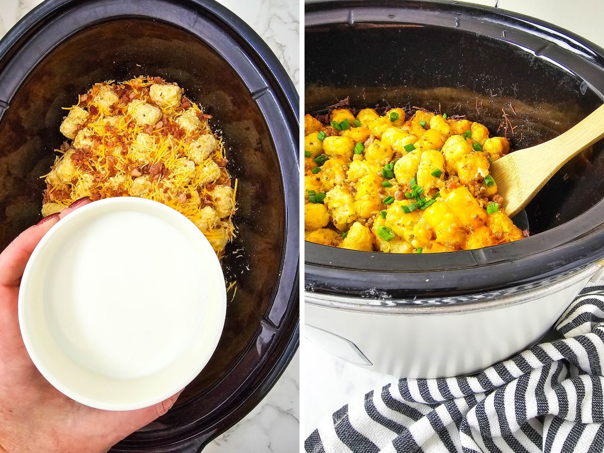 add milk in slow cooker and let cook