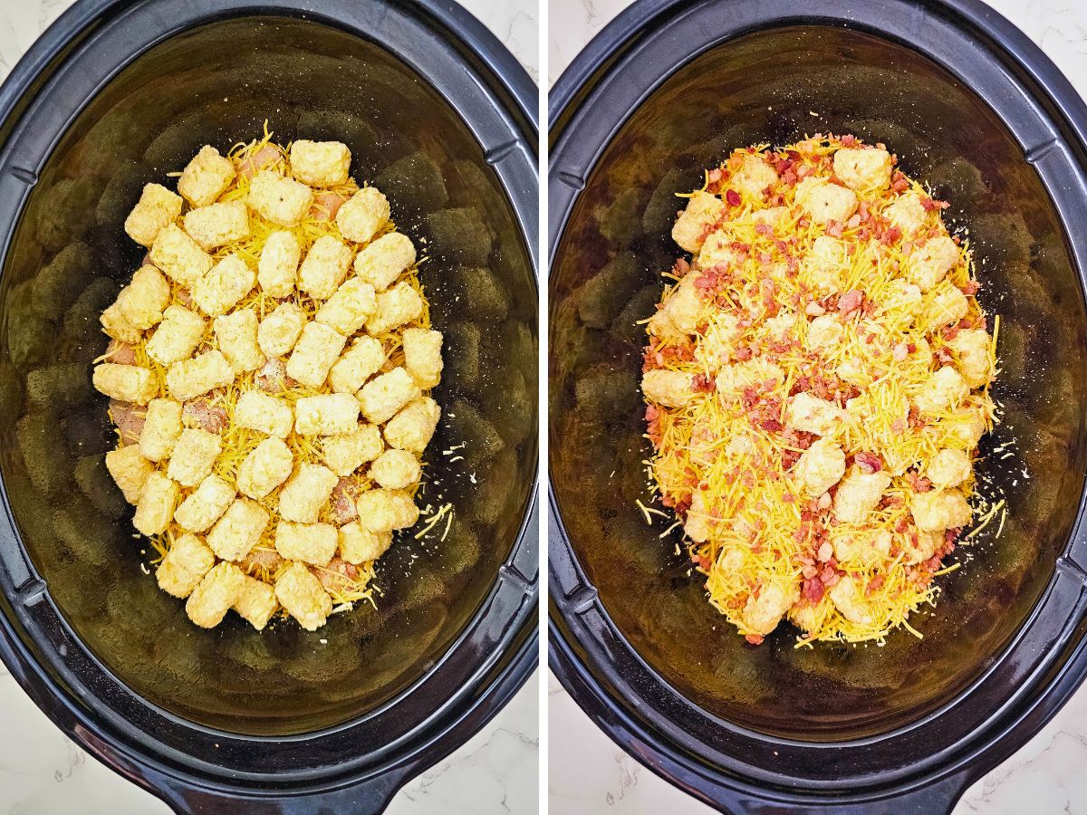 add more tots cheese and bacon to chicken