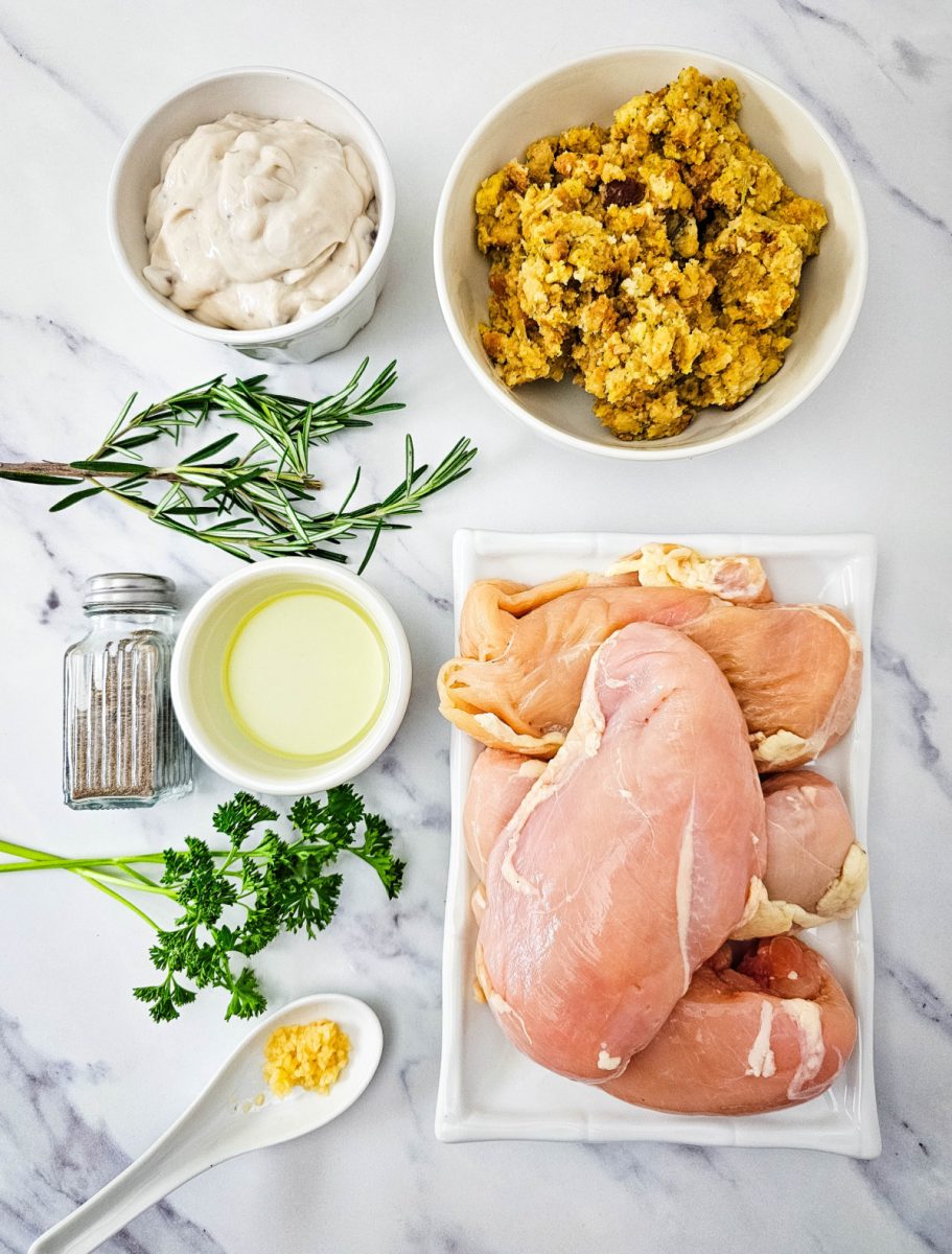 ingredients for chicken and stuffing