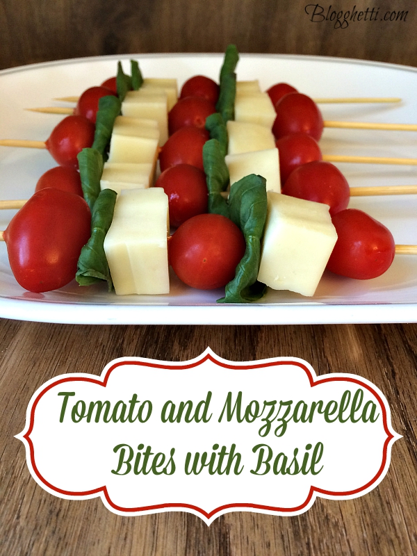 tomato and mozzarella bites with basil