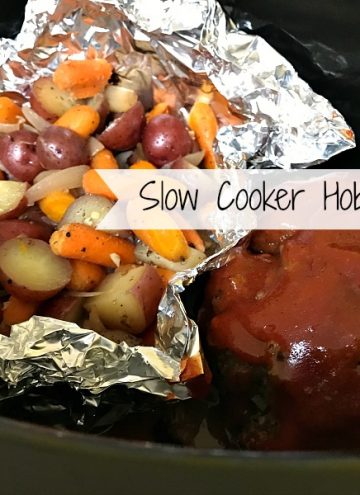 Slow Cooker Hobo-Dinners is an easy solution to getting a entire meal on the table with minimal prep. The vegetables turn out tender-crisp and the meatloaf is moist and flavorful from the garlic and seasonings along with the tangy-sweet sauce on top.