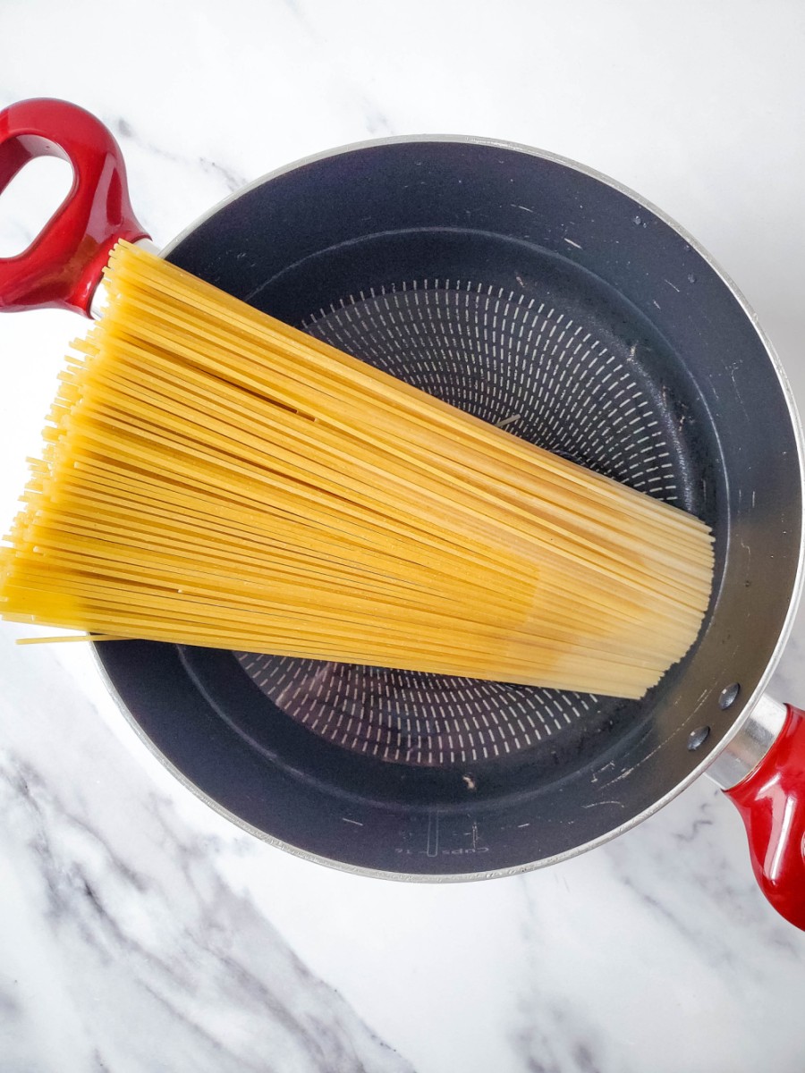 cook pasta in large pot