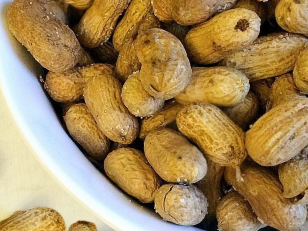 close up of roasted nuts in a bowl