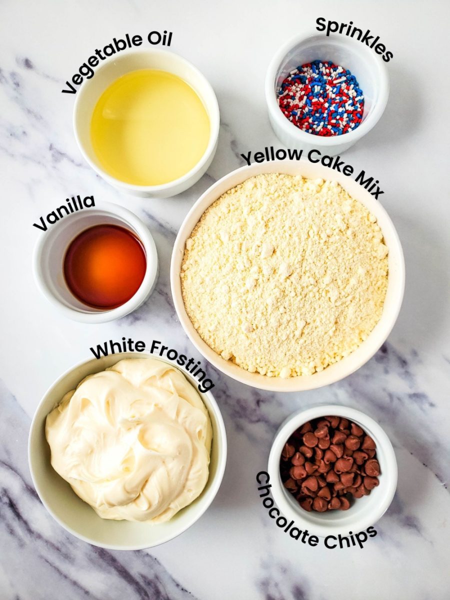 ingredients for red white and blue cookie cake
