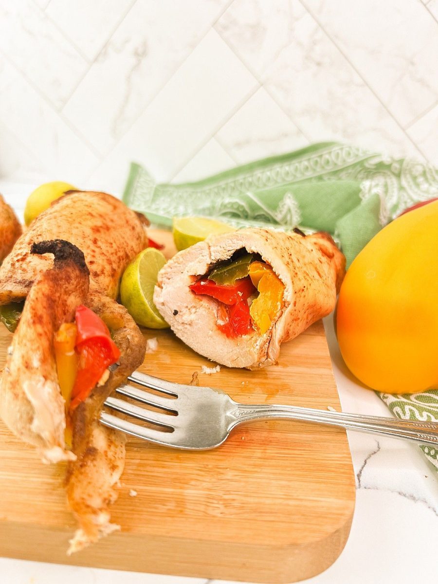 close up of inside fajita chicken