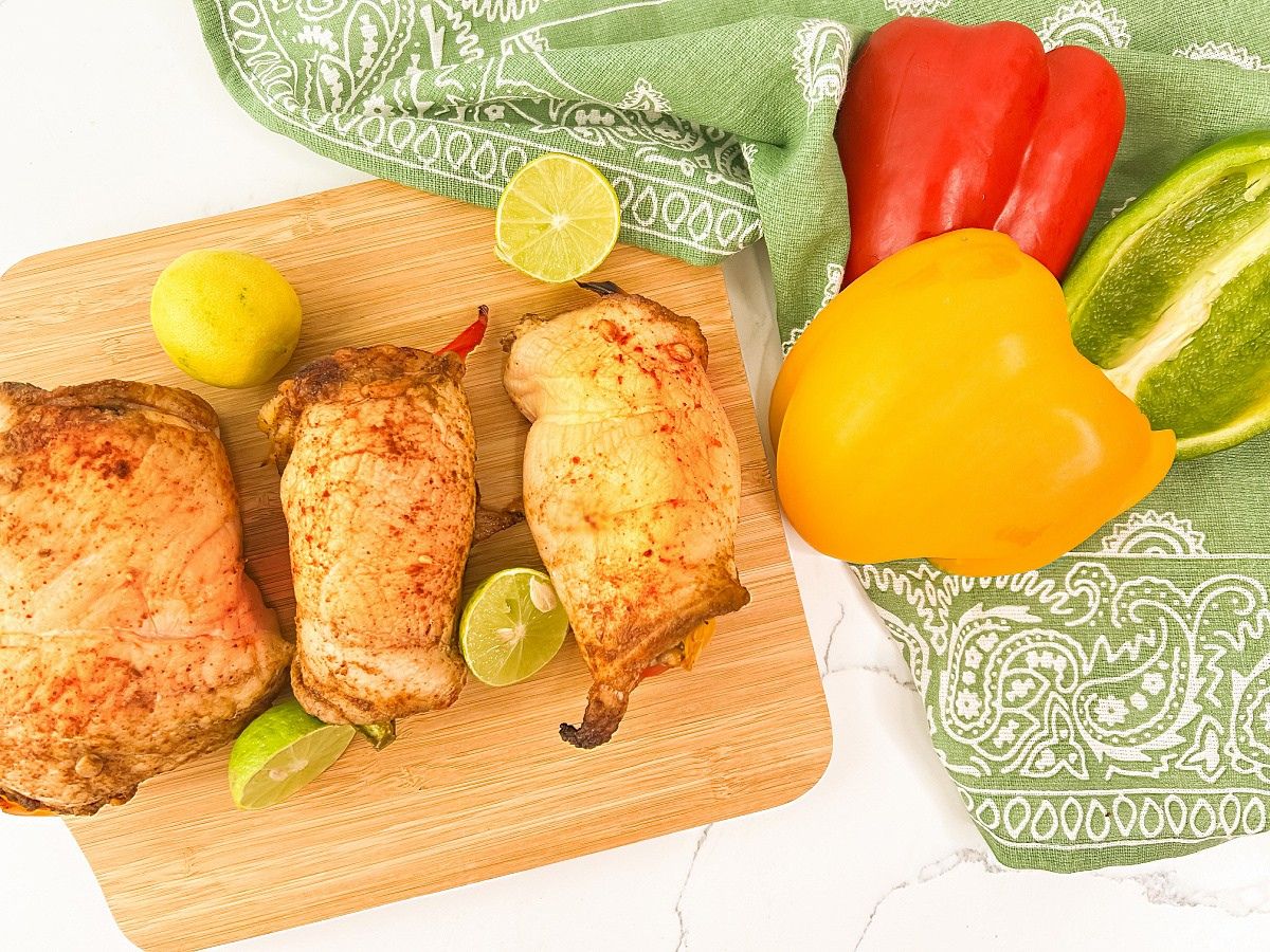 fajita spices on chicken rolls