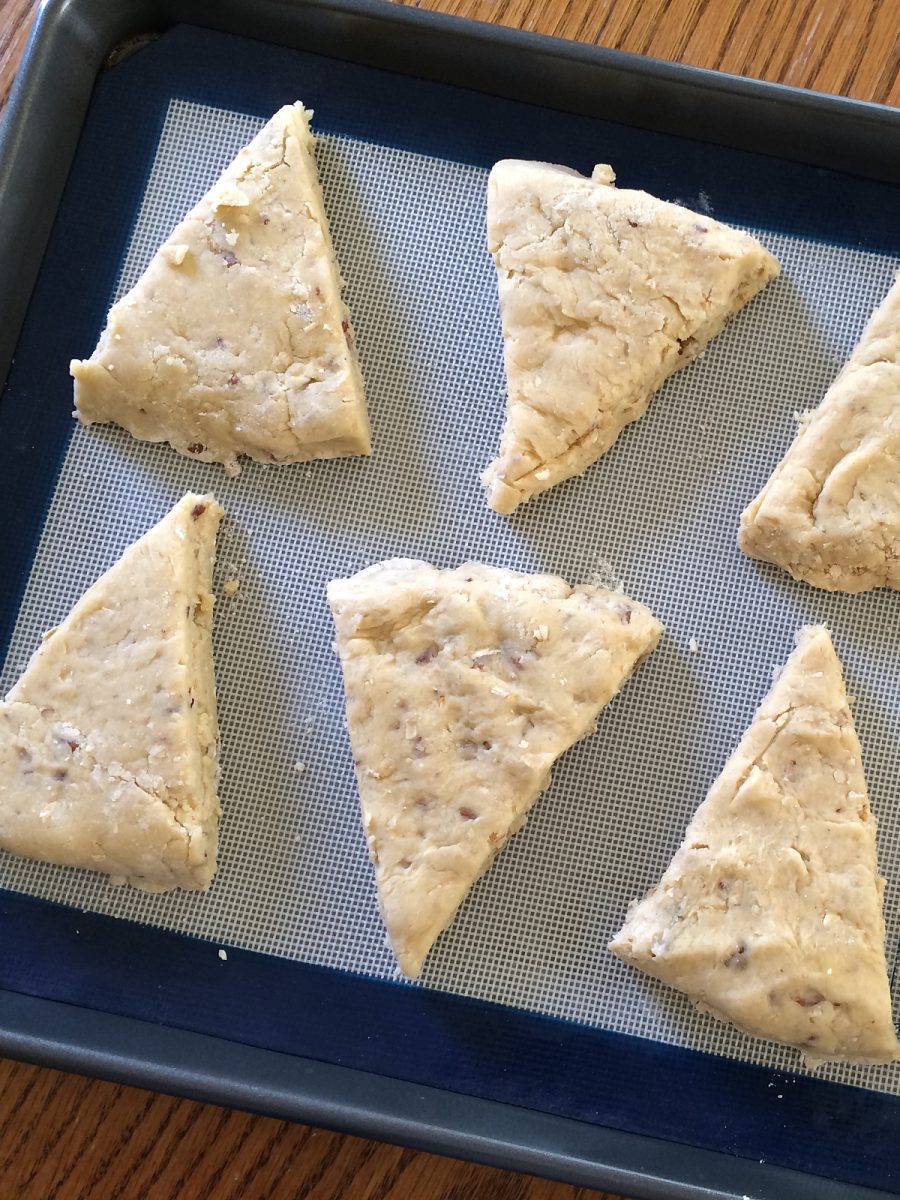 place scone wedges on baking sheet