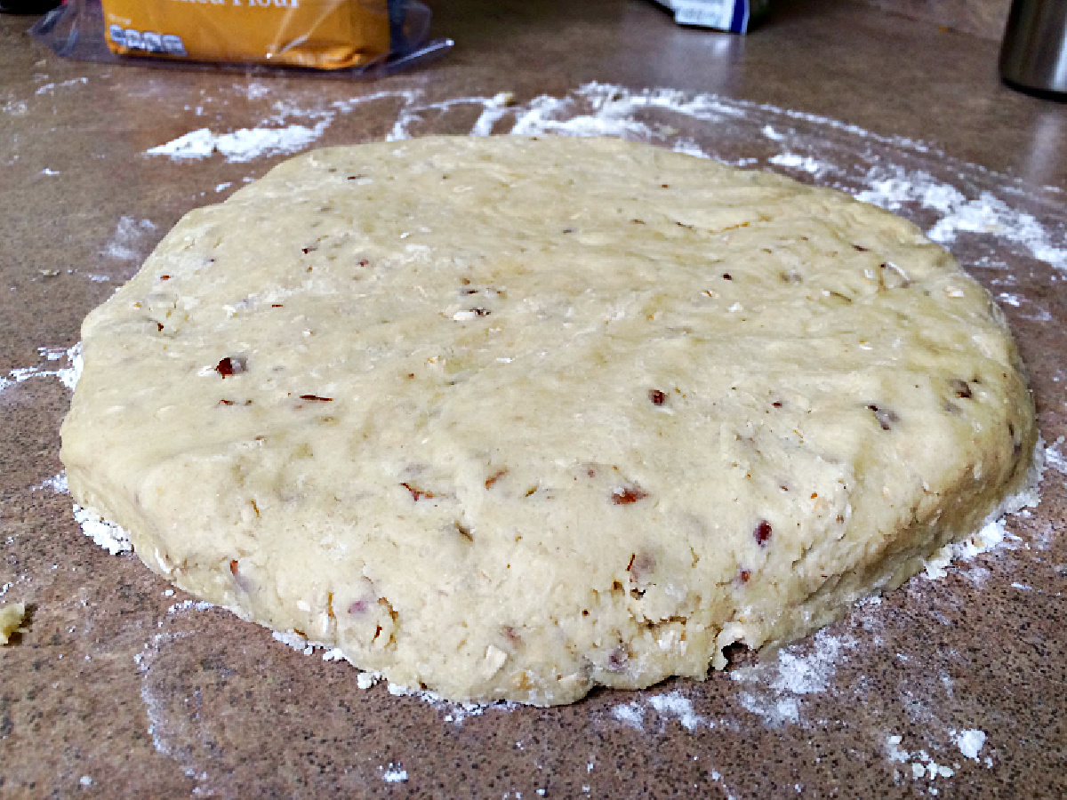 scone dough rolled into circle